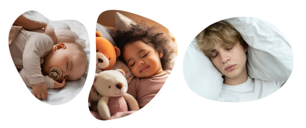 enfants dorment sur fond blanc